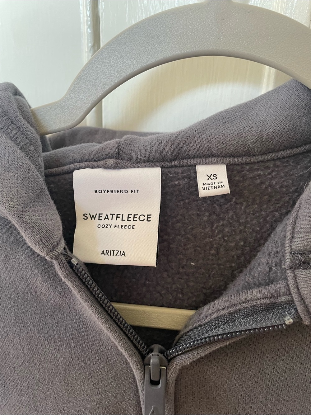 Aritzia Sweatfleece Full-Zip Hoodie in Faded Navy - Picture 3 of 3